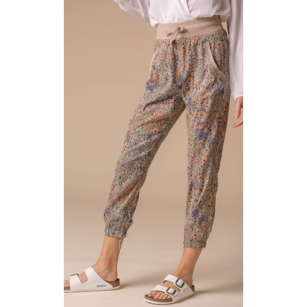 Marrakech Harmony Print Cupro Joggers Size Small* Color Sheashll Mosaic
